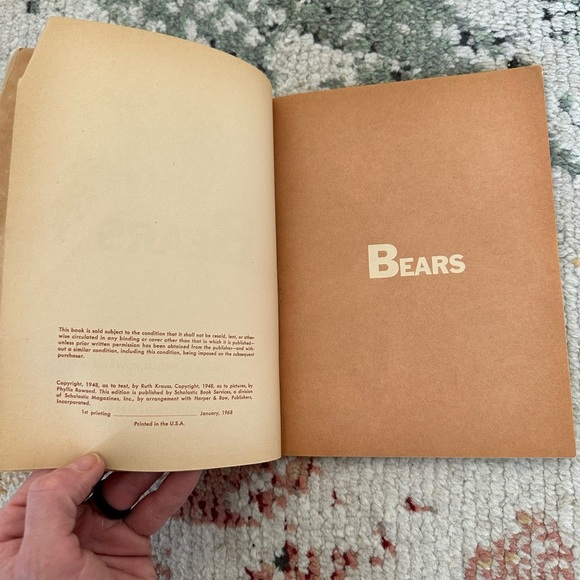 Vintage Bears Ruth Krauss 1st Scholastic printing 1968 copyright 1948 - Picture 5 of 5